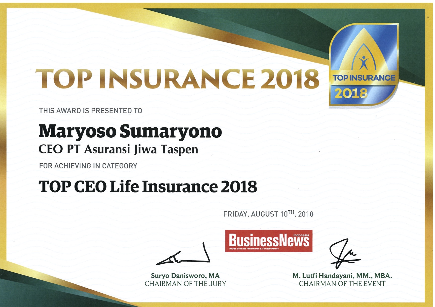 Top CEO Life Insurance 2018 - Business Review